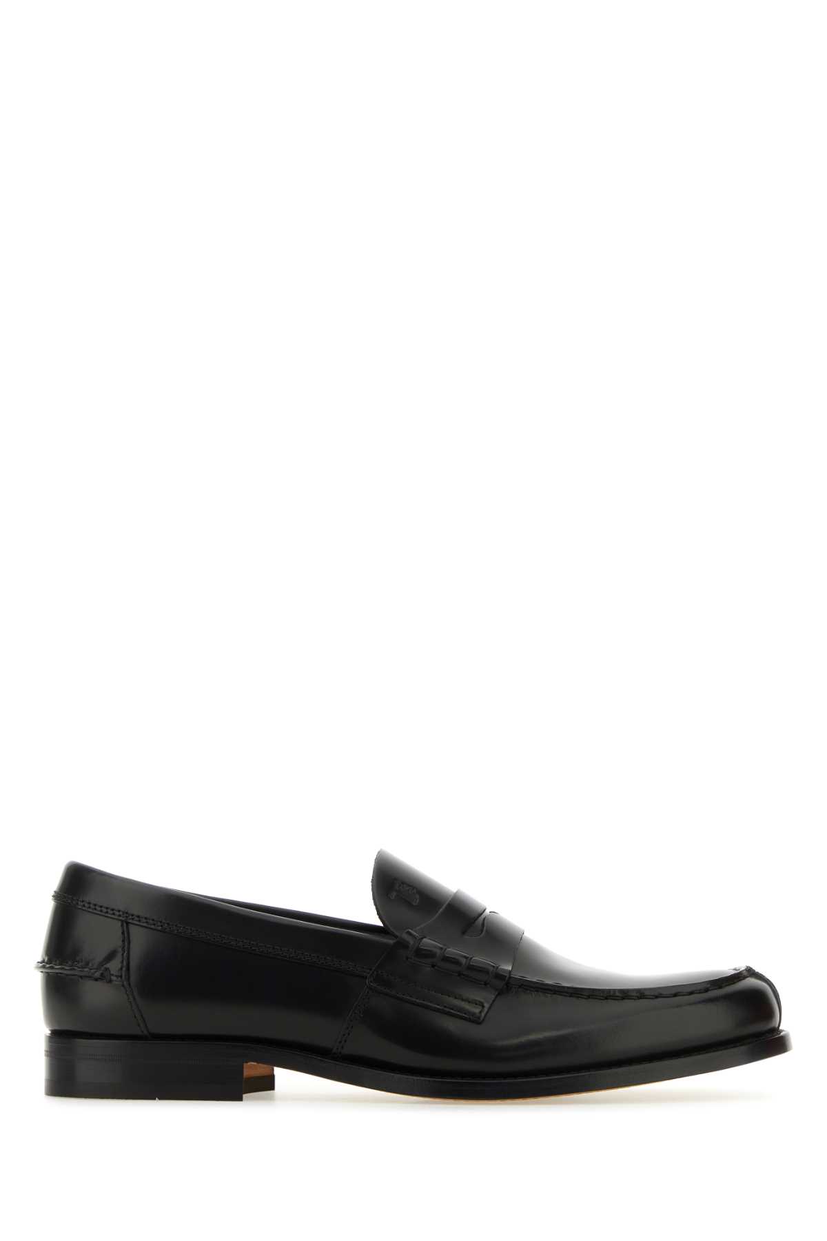 Shop Tod's Black Leather Loafers In Nero