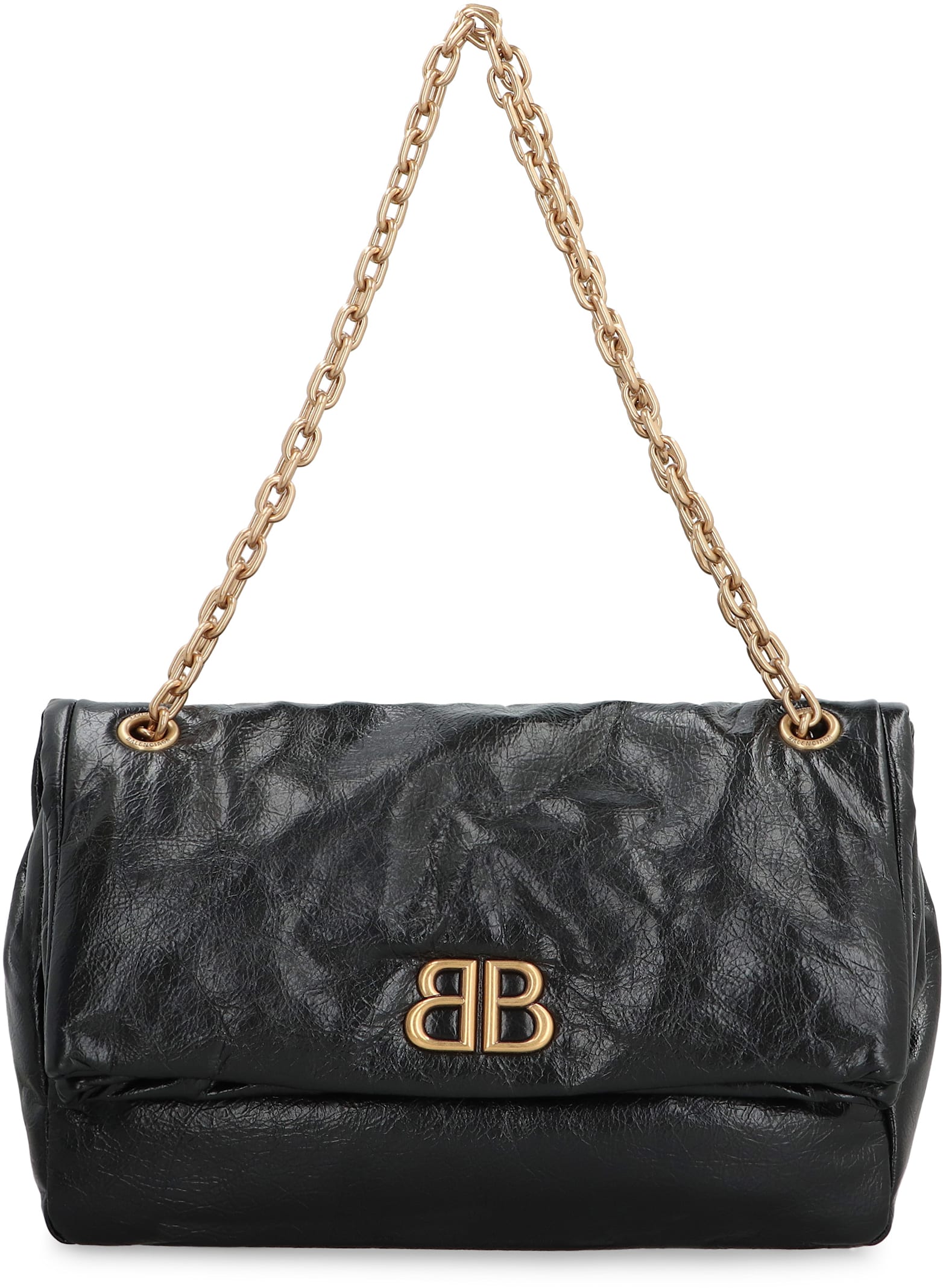 Shop Balenciaga Monaco Medium Leather Shoulder Bag In Black