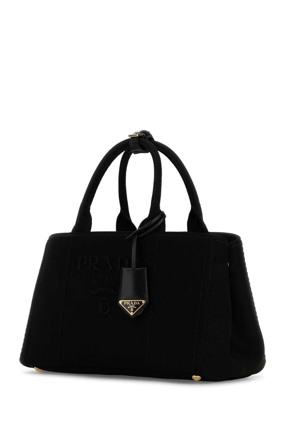 Prada Black Canvas Shopping Bag In Nero