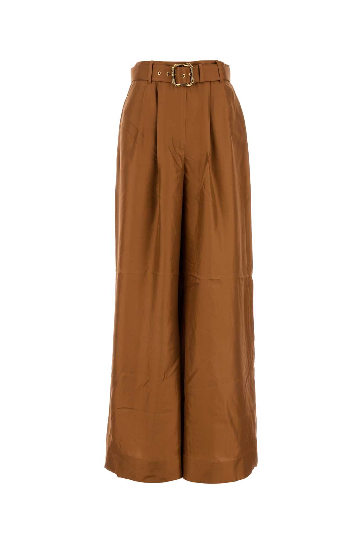 Shop Zimmermann Caramel Silk Illustration Wide-leg Pant In Cognac