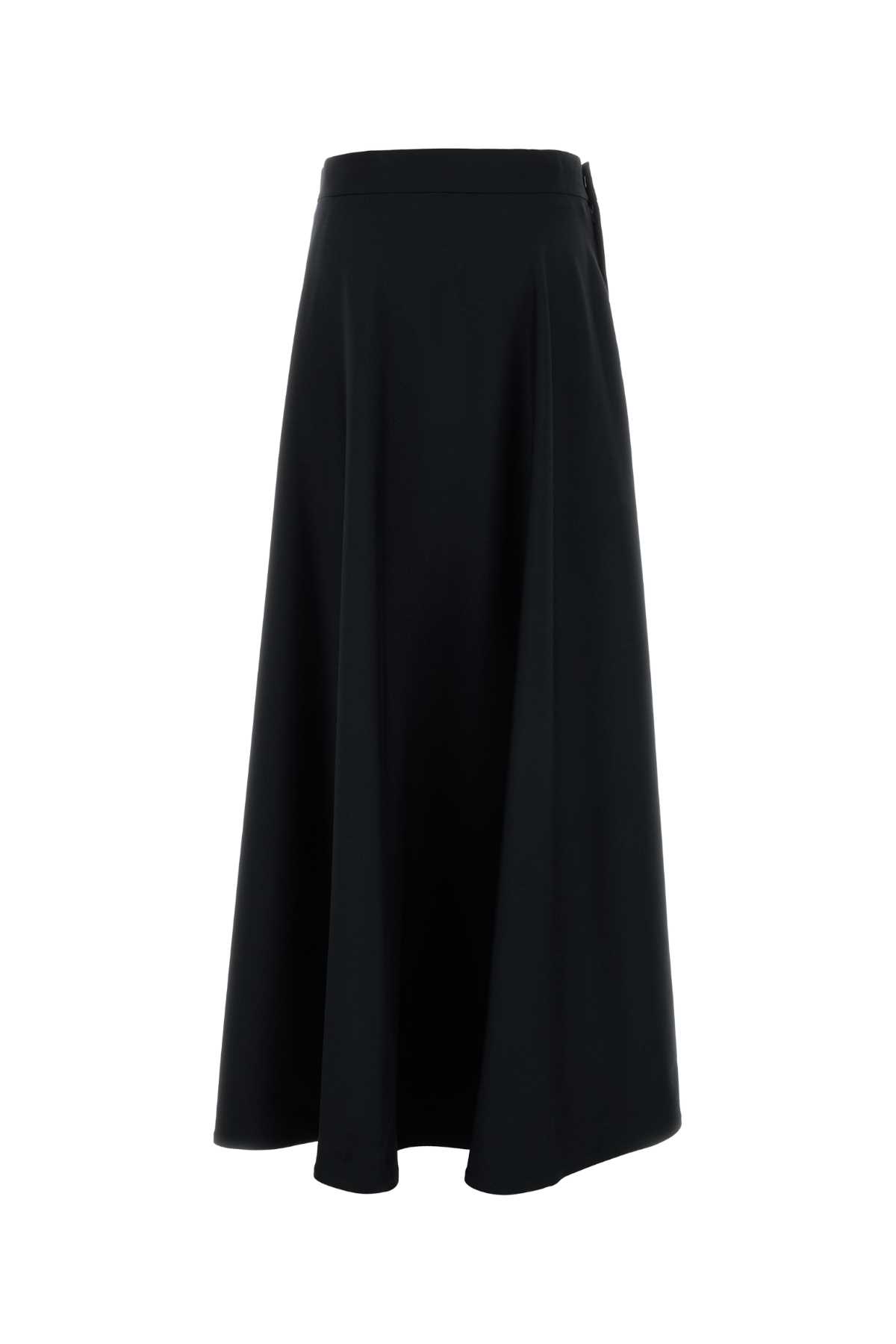 Balenciaga Cotton Twill Midi Skirt In Black