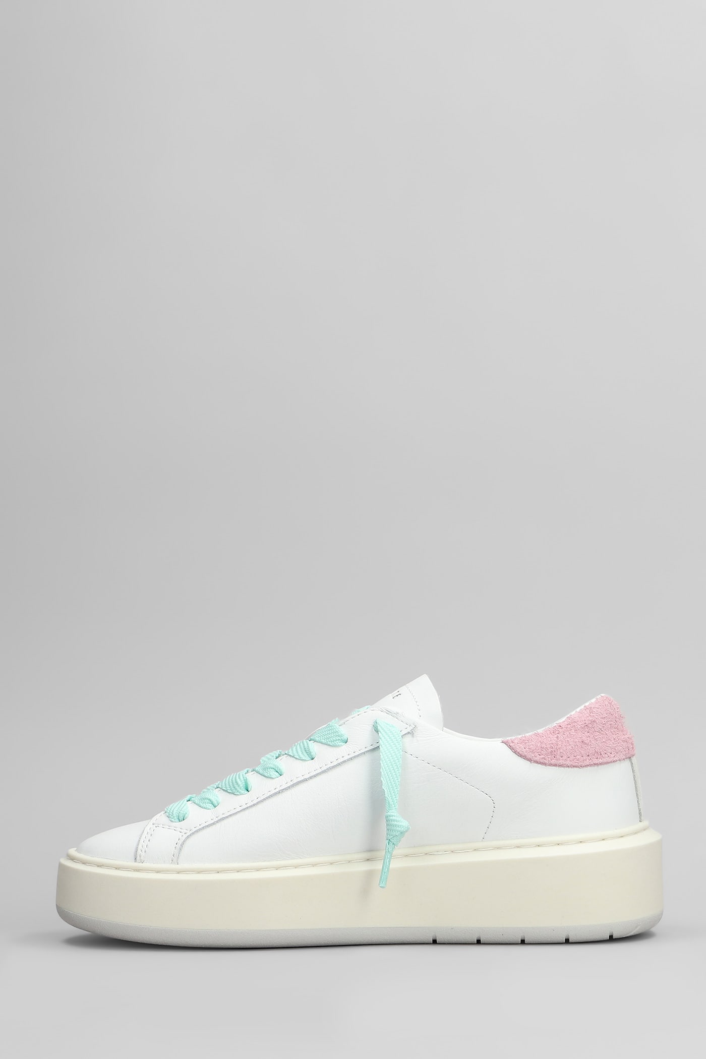 Date Hill Low Platform Sneakers In White Leather In White