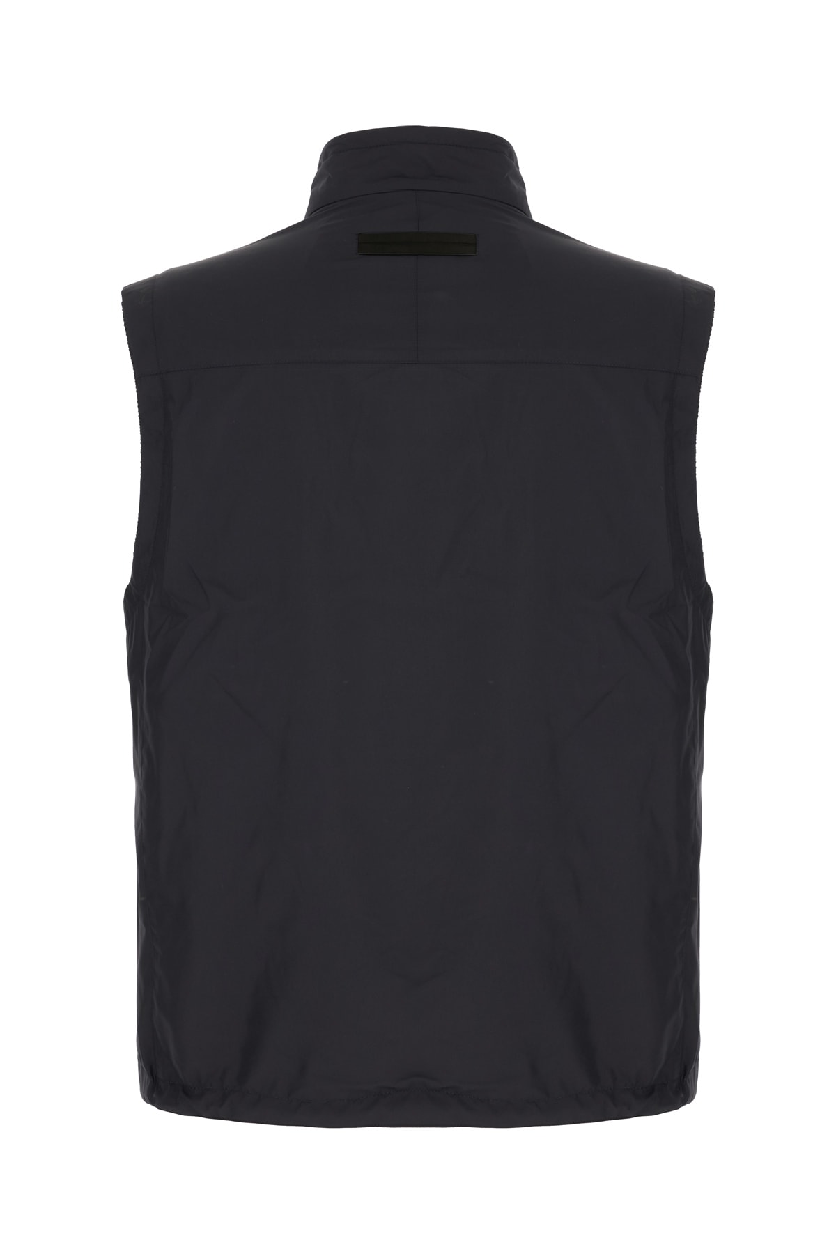 Zegna Reversible High Collar Sleeveless Jacket With Side Pockets In Black