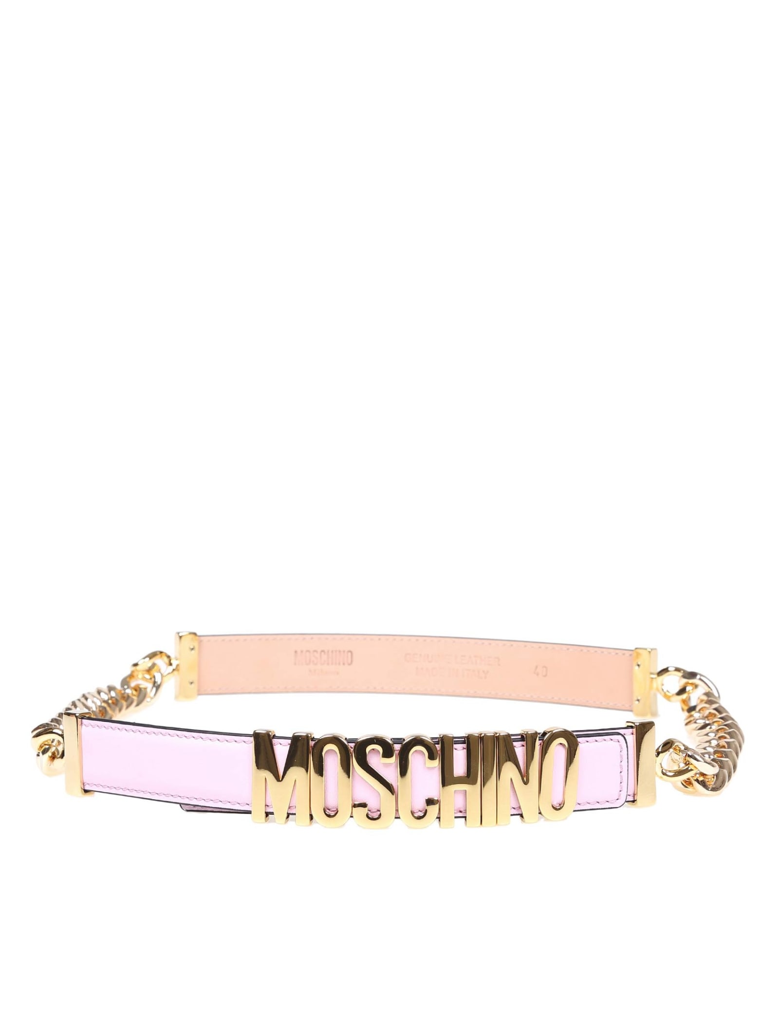 Moschino Leather Belt With Lettering Logo