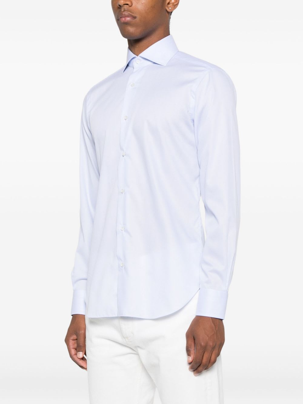 Barba Napoli Barba Long Sleeve Shirt With Semi-rigid Collar And Buttons In Blue
