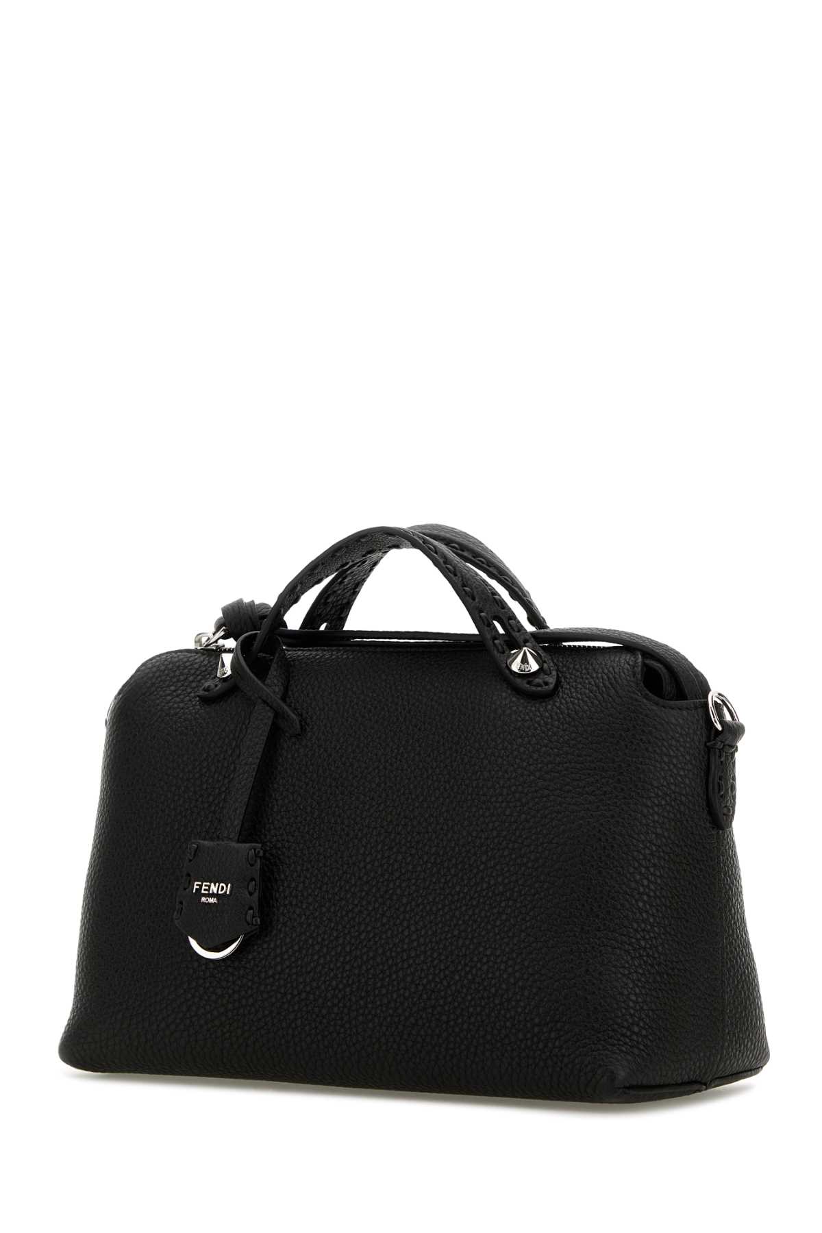 Shop Fendi Black Leather Medium By The Way Handbag In Neropalladio