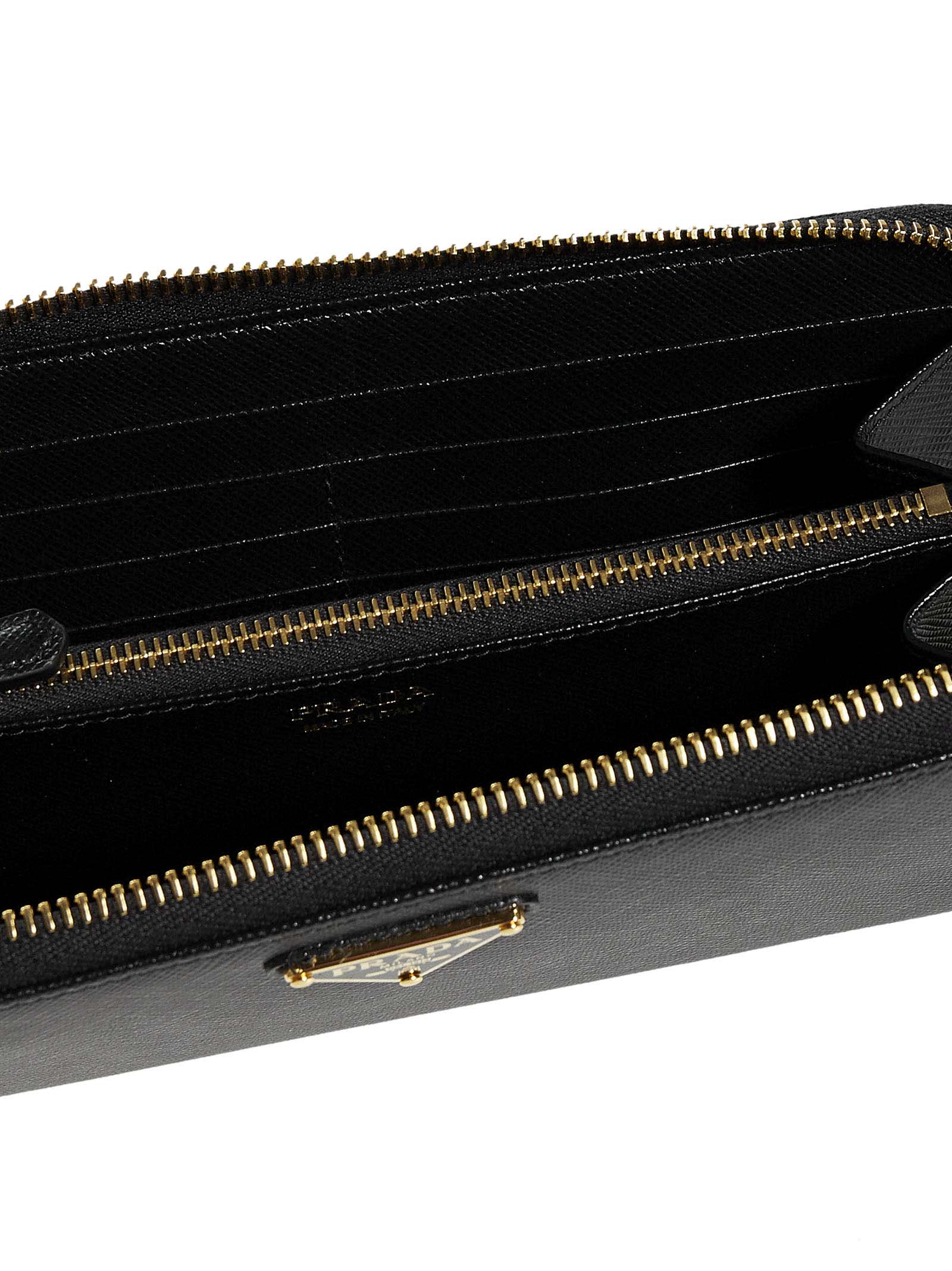 Prada Large Logo Lettering Zip-around Wallet