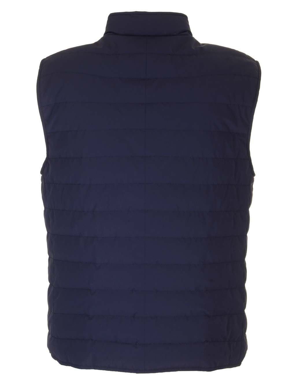 Shop Brunello Cucinelli High-neck Quilted Gilet In Blue Indigo