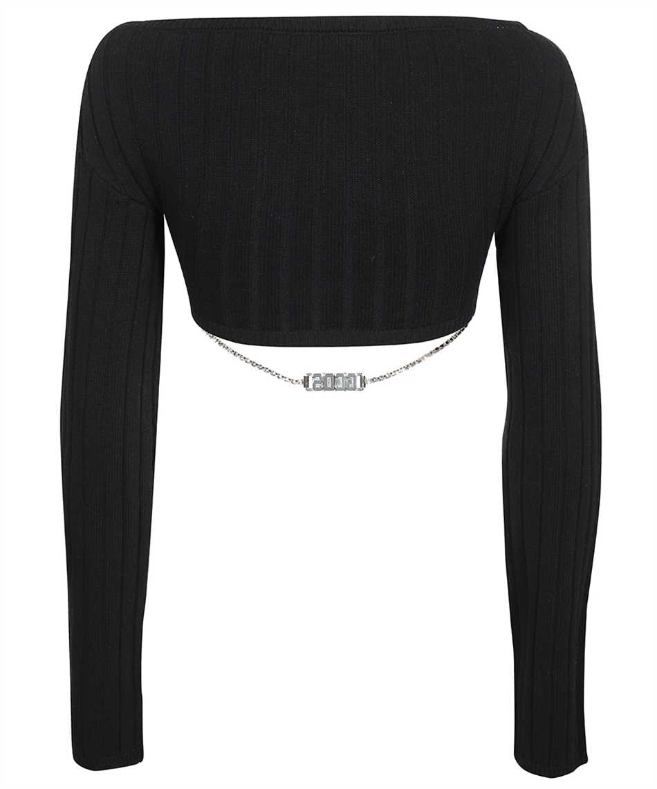 Gcds Bling Off-the-shoulder Crop Sweater In Black