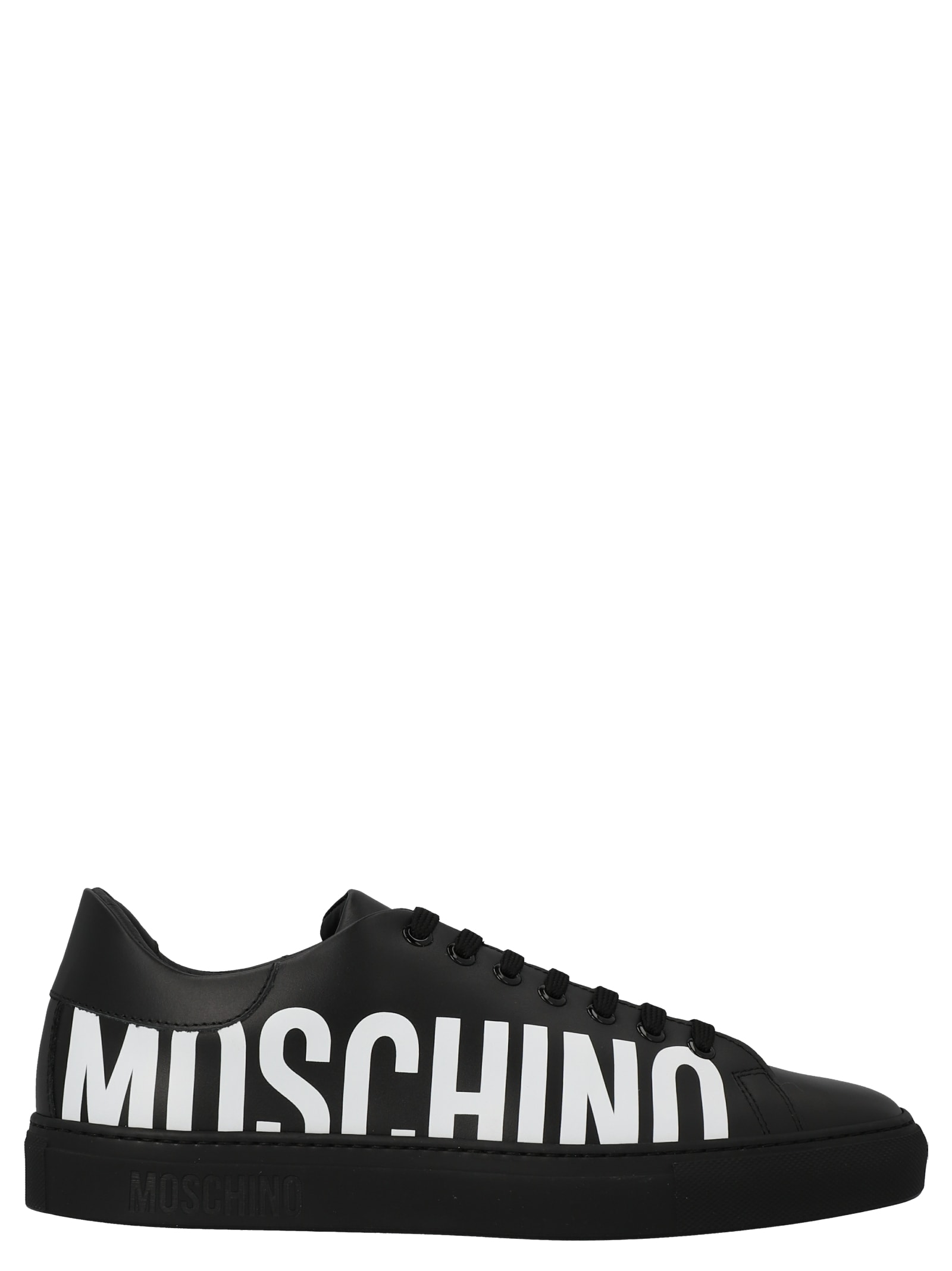 Moschino Black Leather Logo Sneakers | ModeSens