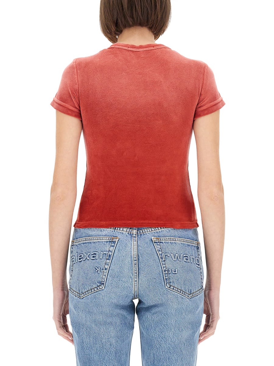 Alexander Wang T T By Alexander Wang Slim-fit T-shirt With Embossed Logo In Red
