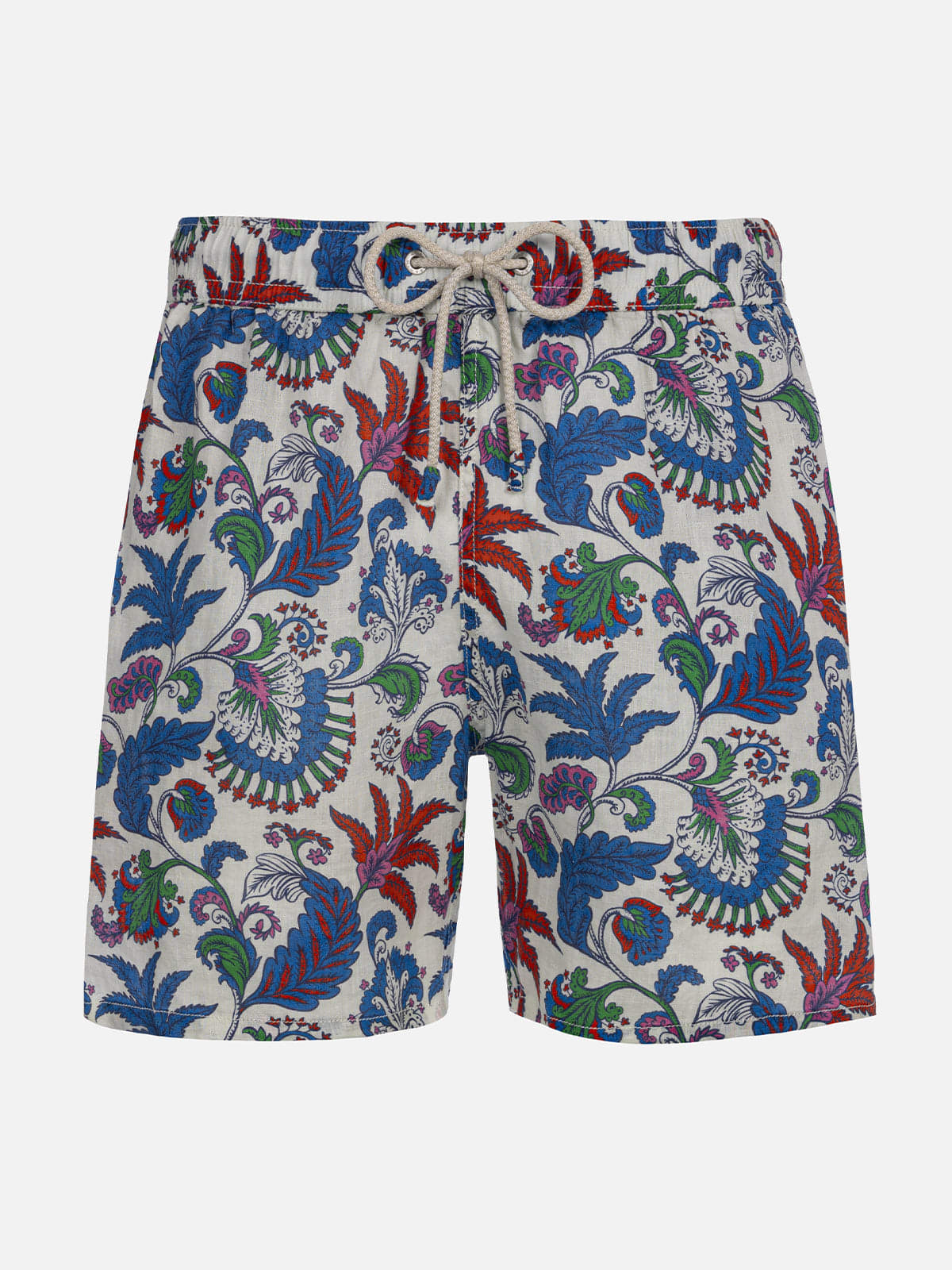Mc2 Saint Barth Linen Swimsuit With Flower Print In White