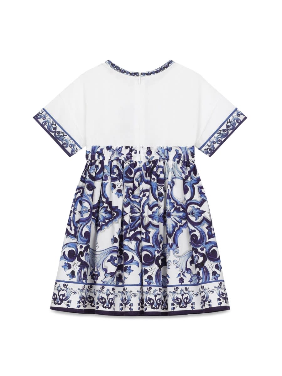 Shop Dolce & Gabbana Tris Majolica Short Sleeve Dress In Multicolour