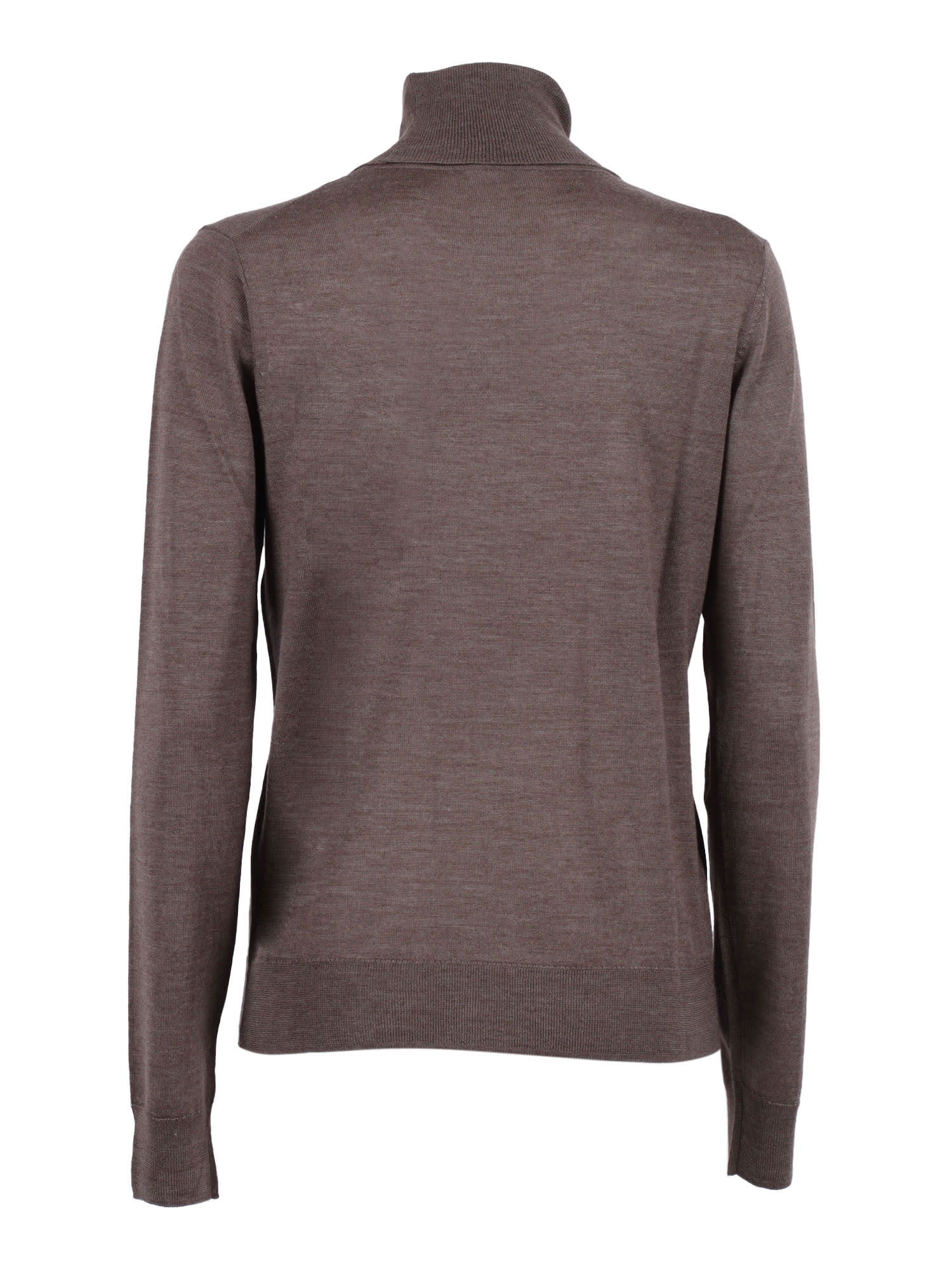 P.a.r.o.s.h Refined Brown Turtleneck Sweater With Lightweight Knit And Ribbed Cuffs In Brown