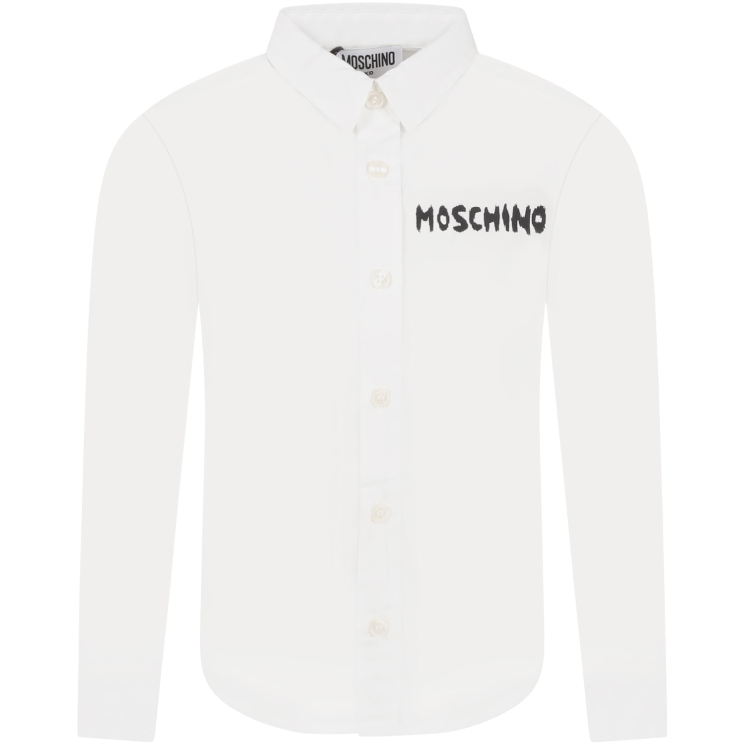 Moschino White Shirt For Kids With Logo