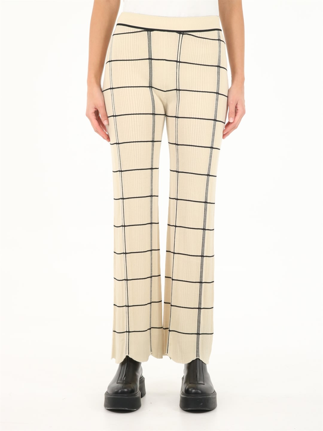 Jil Sander Checked Trousers With Notched Hem