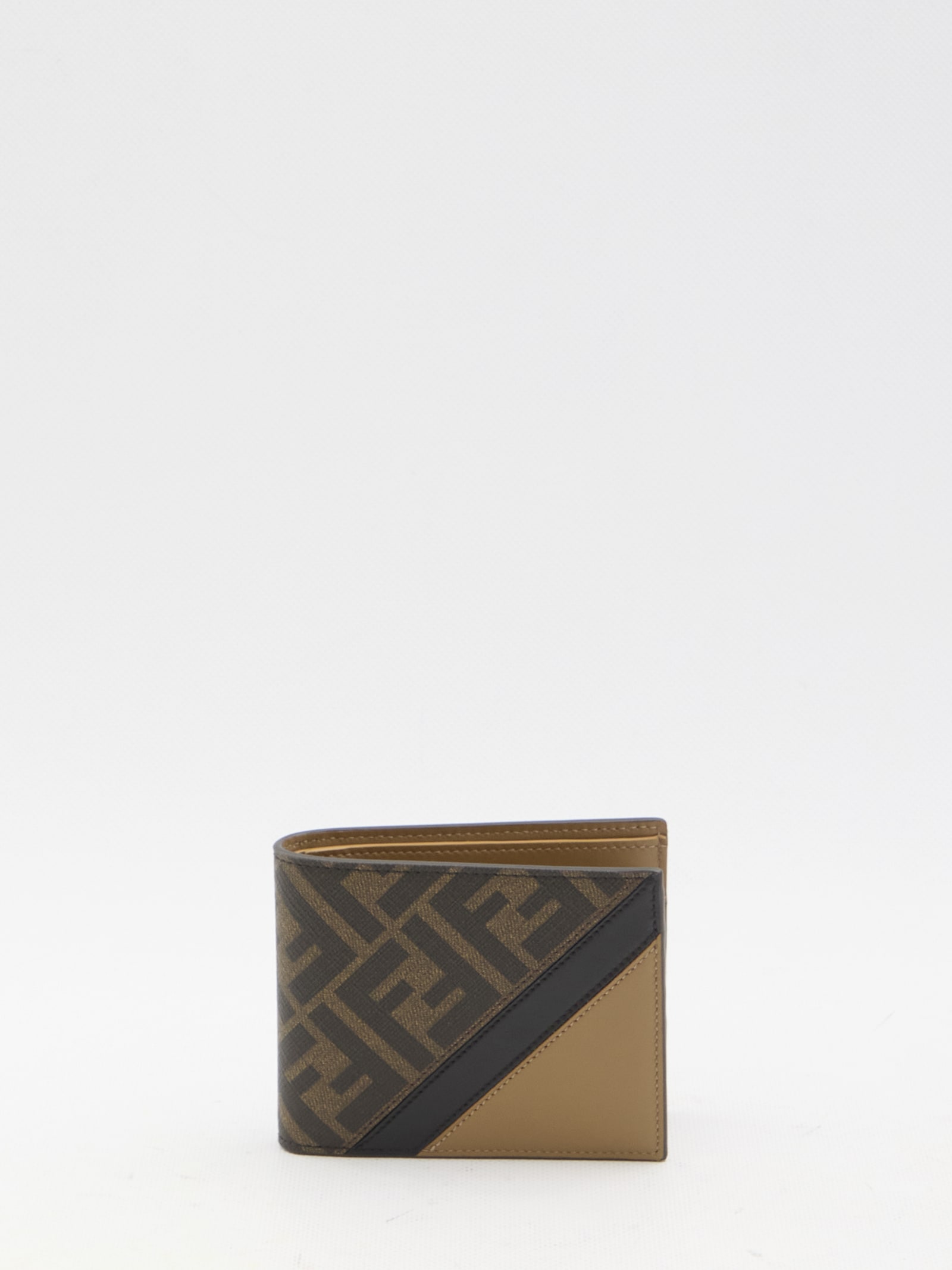 Shop Fendi Diagonal Wallet In Brown