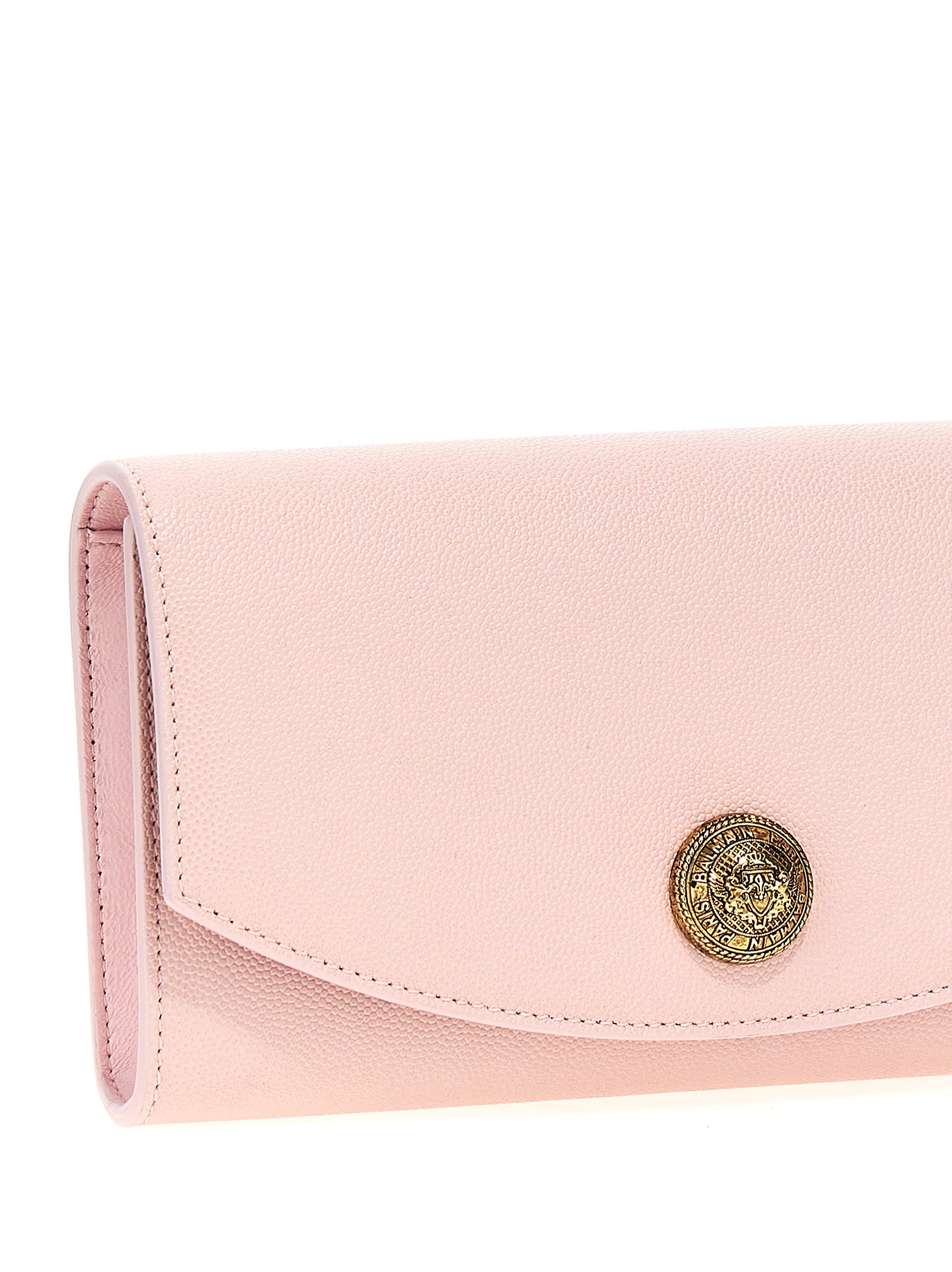 Shop Balmain Emblem Clutch In Pink