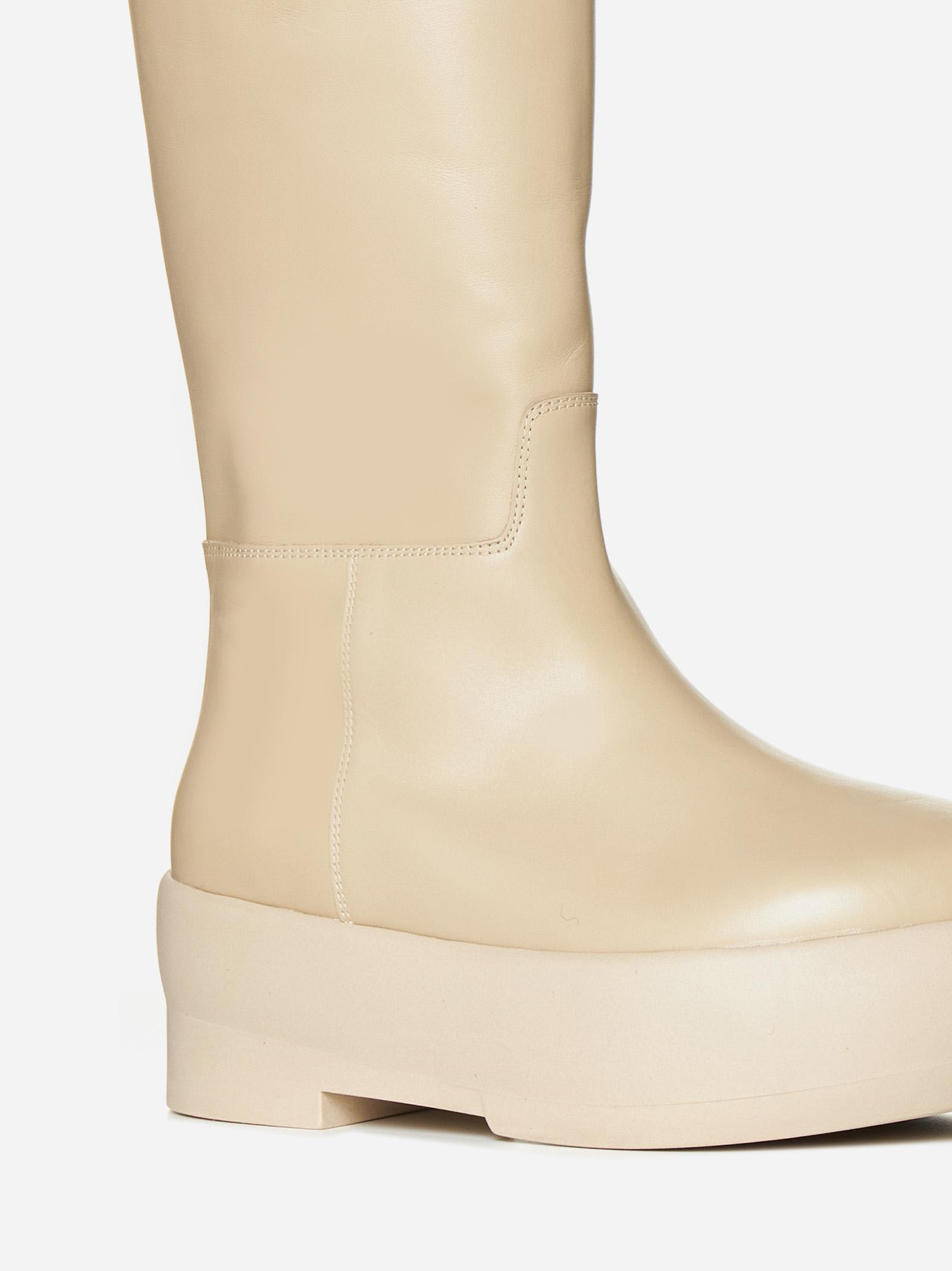 Gia Borghini Leather Boots In Beige