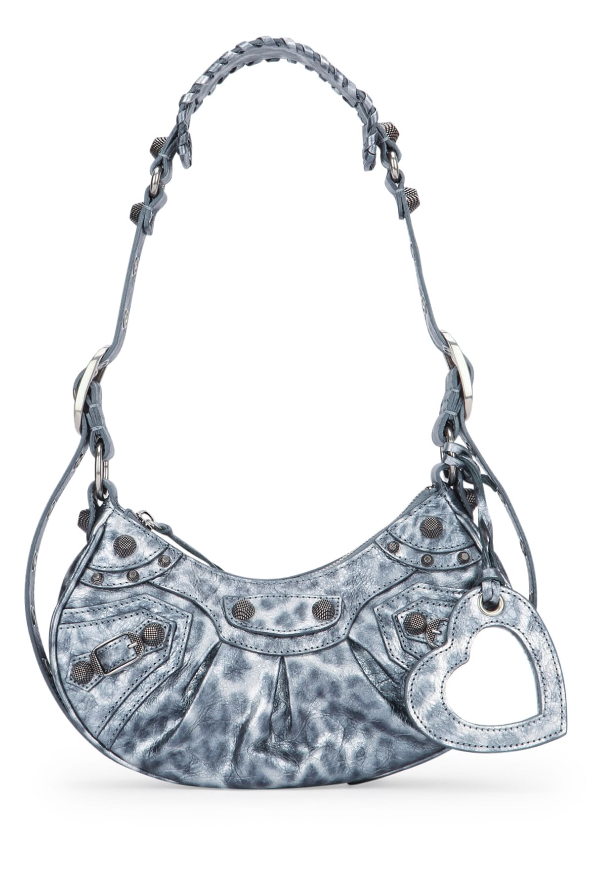 Balenciaga Cagole Xs Leopard Stud Hobo Shoulder Bag In Darkgrey