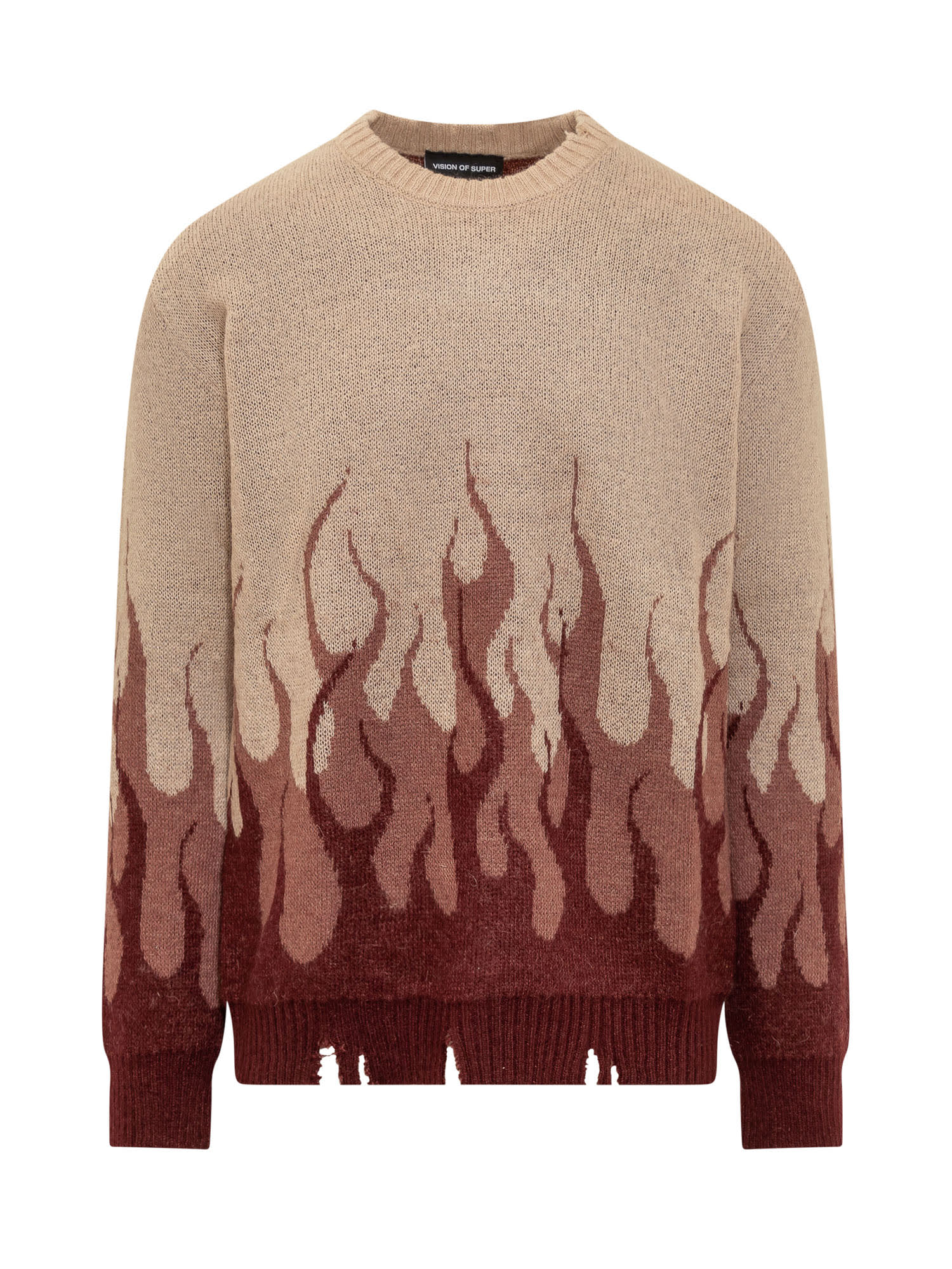 Shop Vision Of Super Flames Sweater In Grape Wine