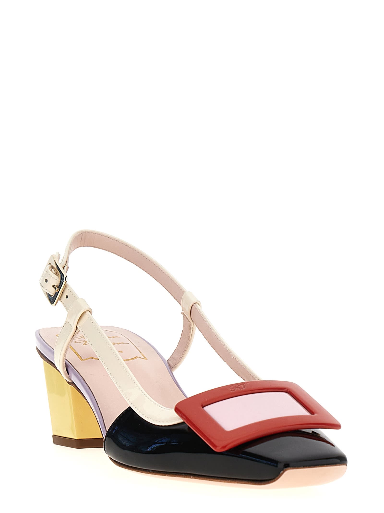 Shop Roger Vivier Lacquered Slingbacks In Multicolor