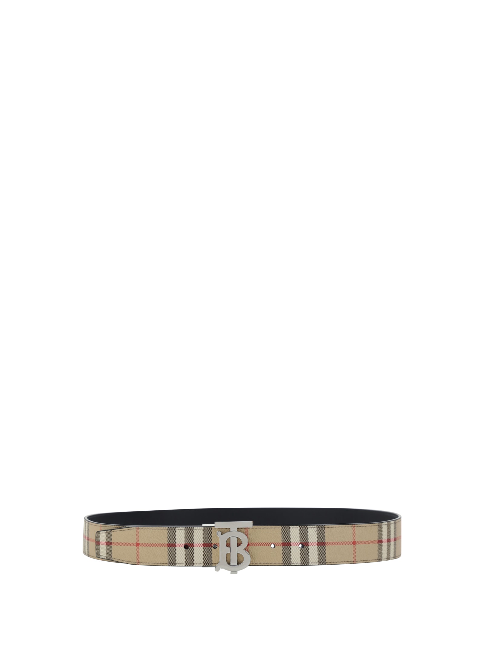 Shop Burberry Tb Belt In Archive Beige/silver