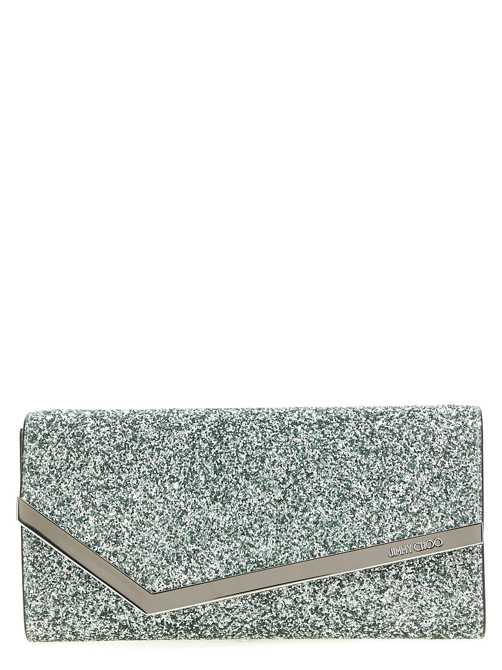 Jimmy Choo Clutch Emmie Mit Glitter In Green