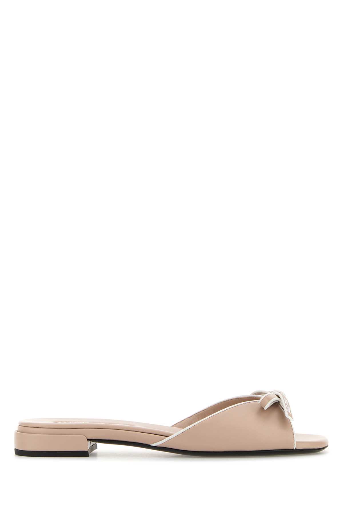Miu Miu Pink Leather Sandals In Neutral