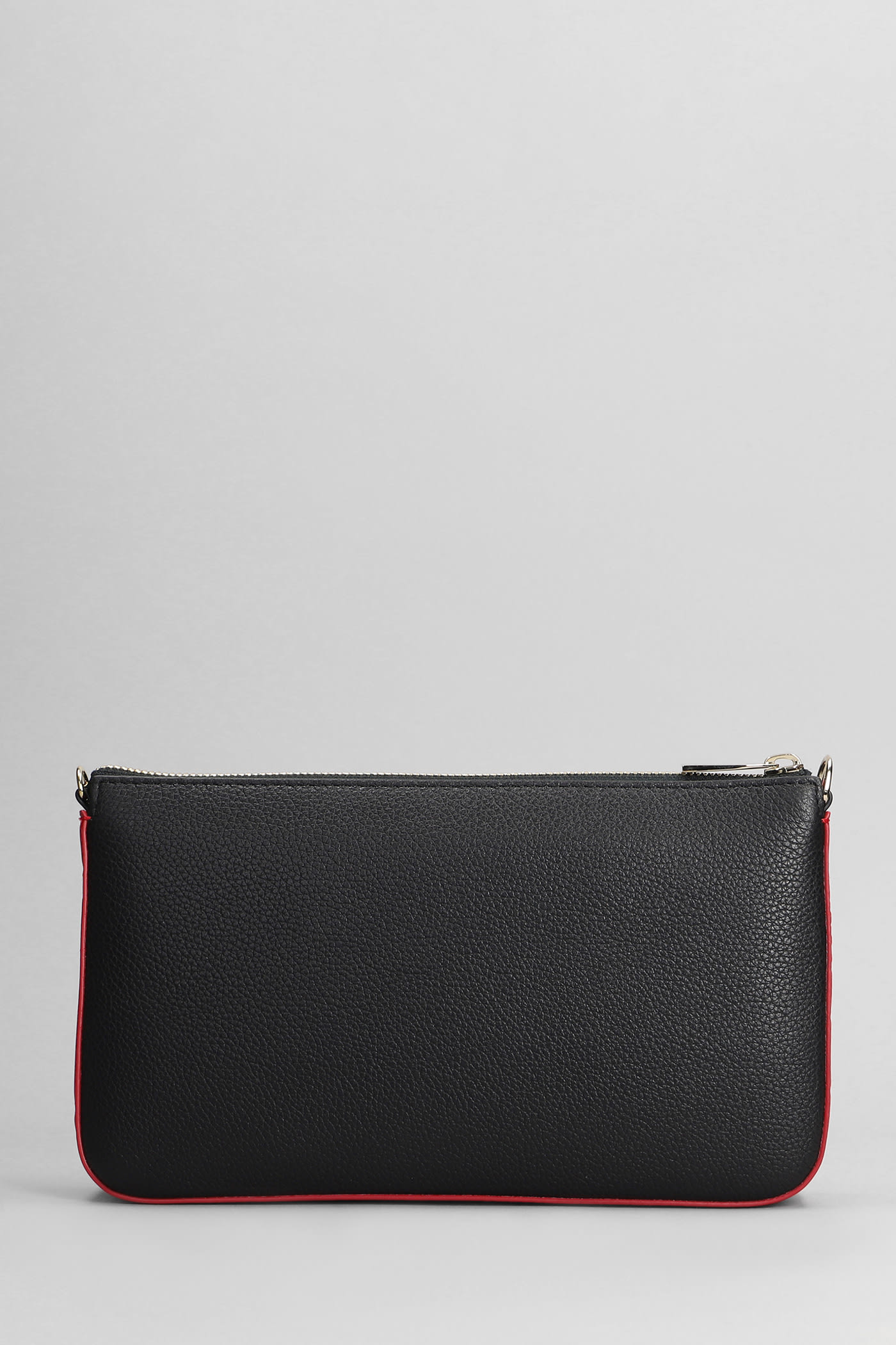 Christian Louboutin Loubila Rubber-trimmed Textured-leather Shoulder Bag In Black