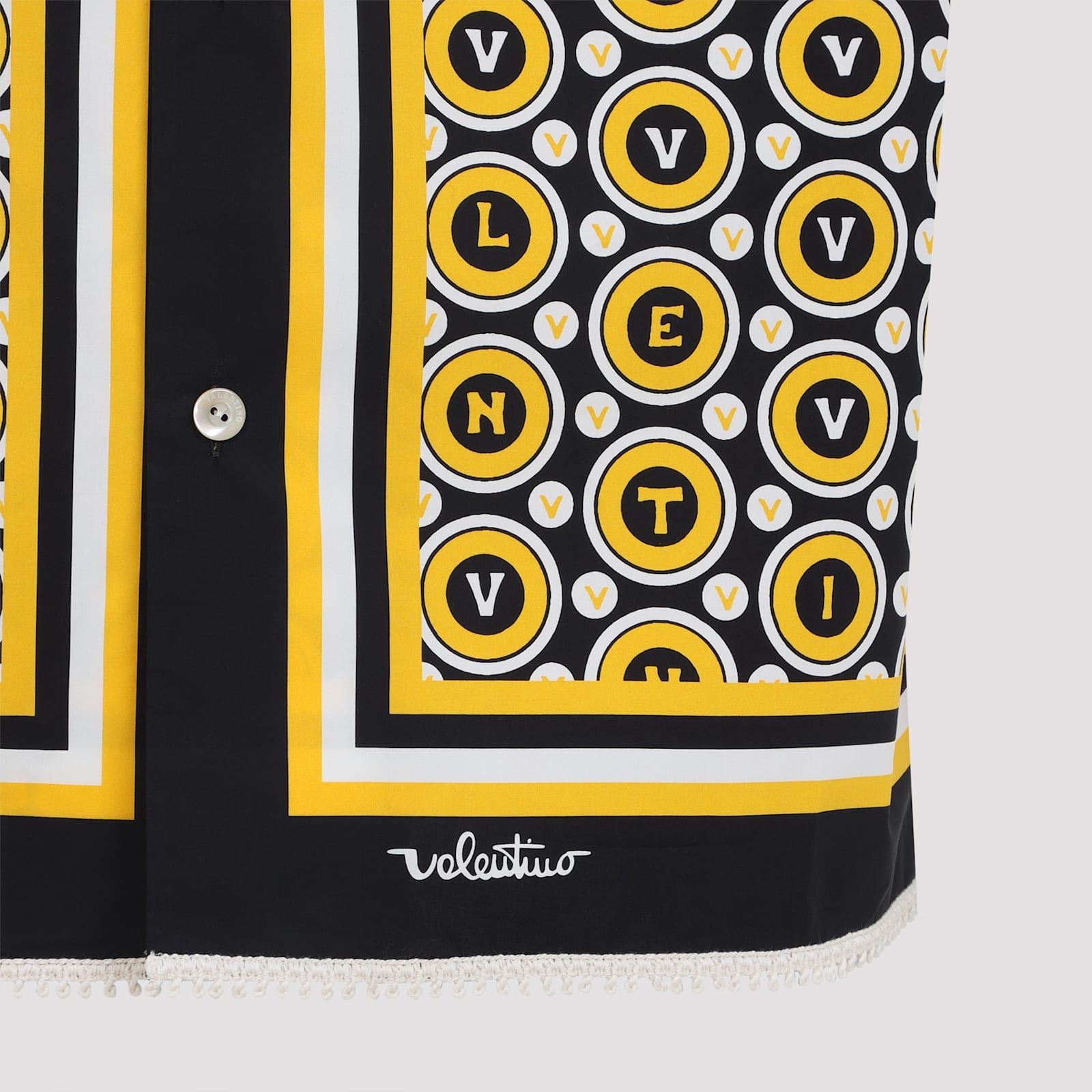 Valentino Bowling Shirt With Bulles Royales Print In Yellow