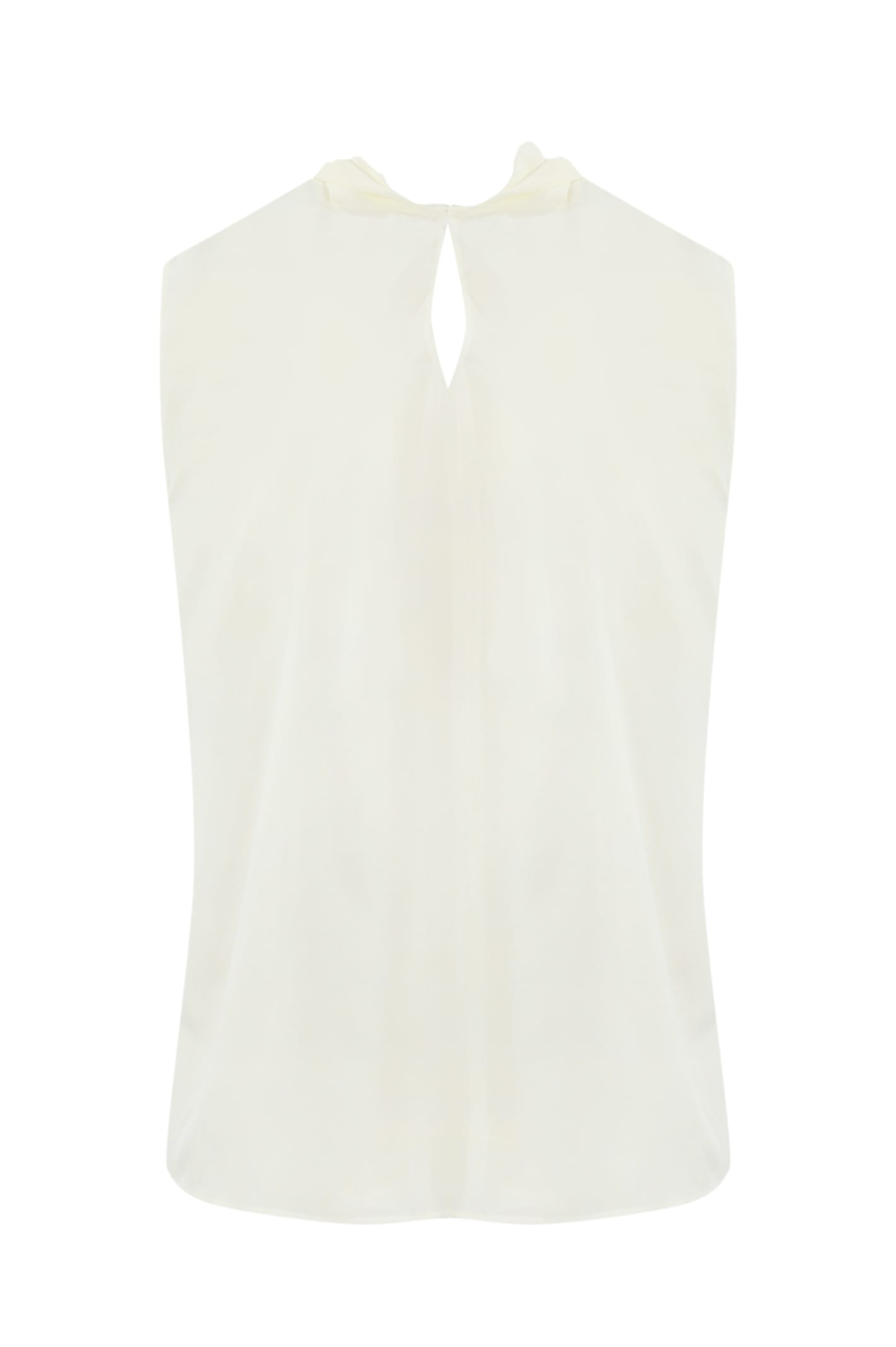 Max Mara Crepe De Chine Top With Bow In White
