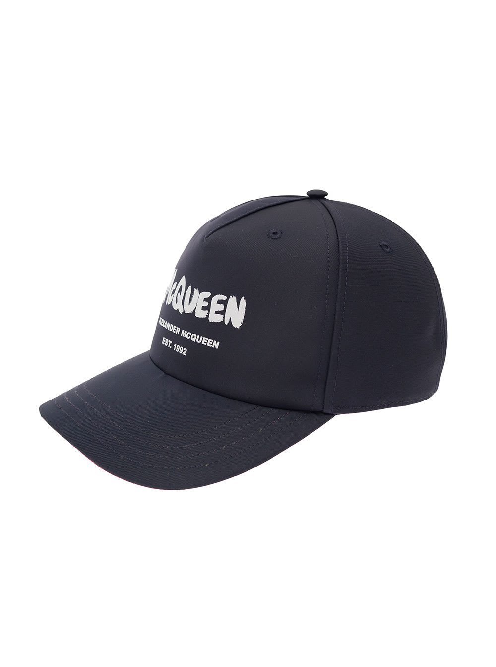 Shop Alexander Mcqueen Graffiti Black Polyfaille Hat With Logo  Man