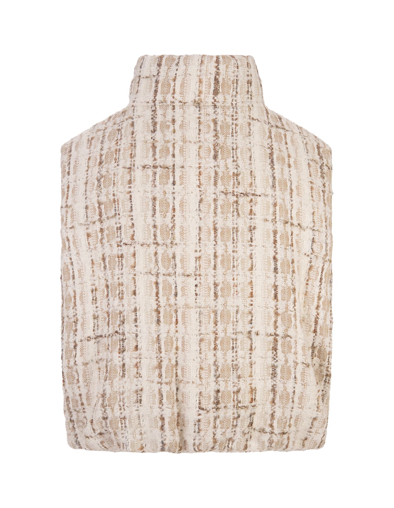 KHRISJOY BEIGE TWEED JOY CROPPED VEST 