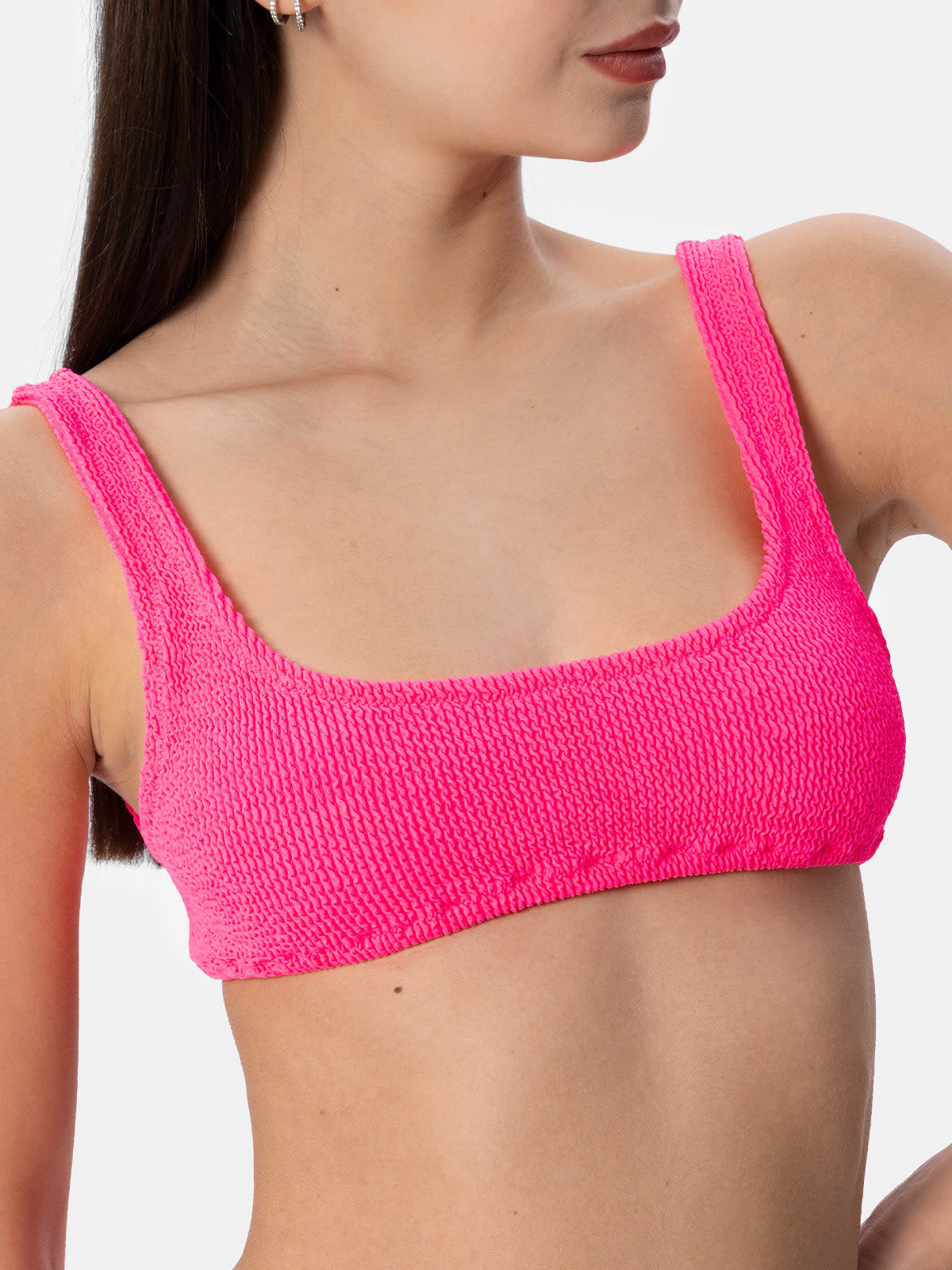 Mc2 Saint Barth Woman Fluo Pink Classic Crinkle Bralette Naima In Pink
