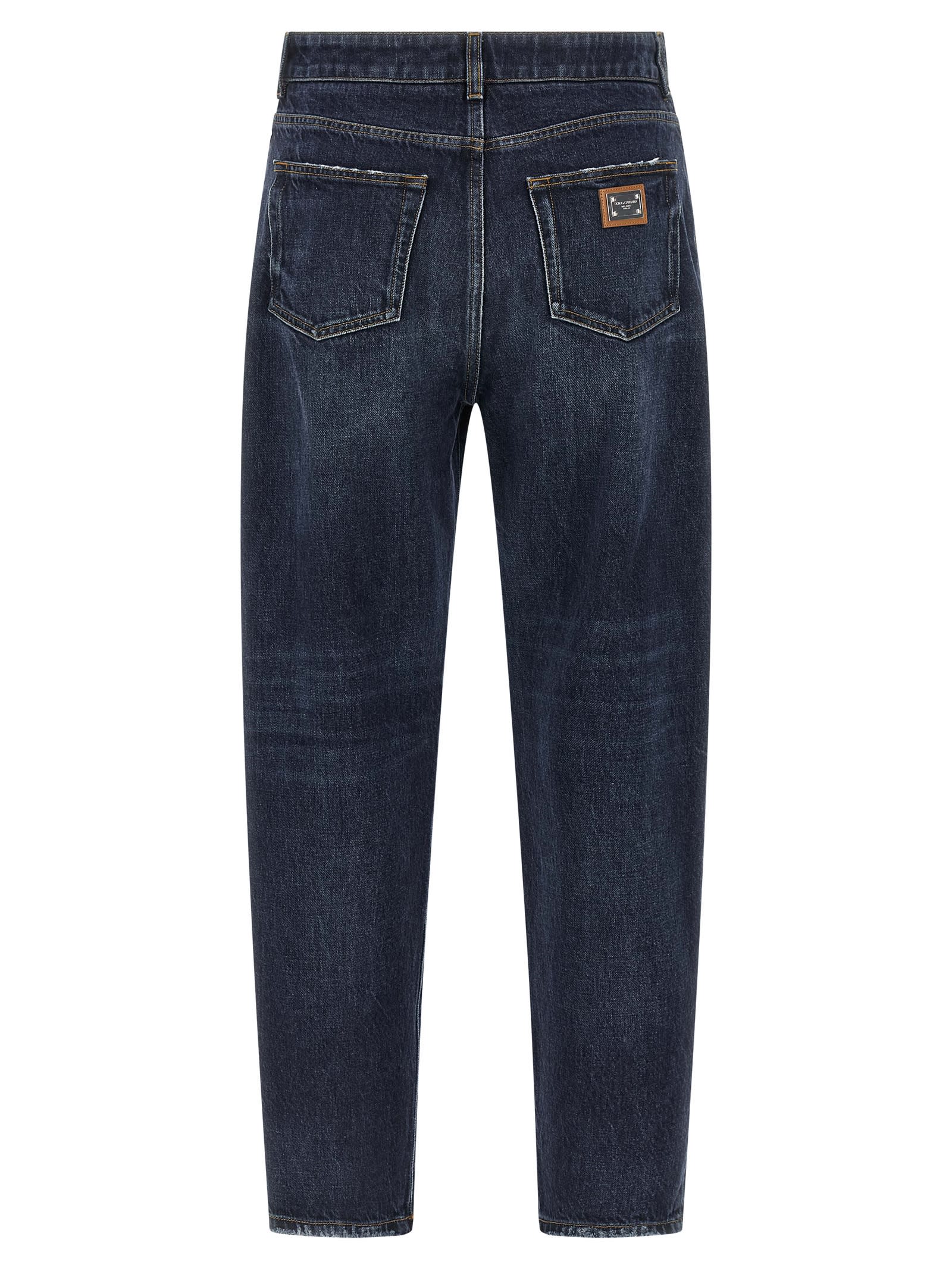 Dolce & Gabbana High-waisted 5-pocket Jeans Faded Effect In Blue