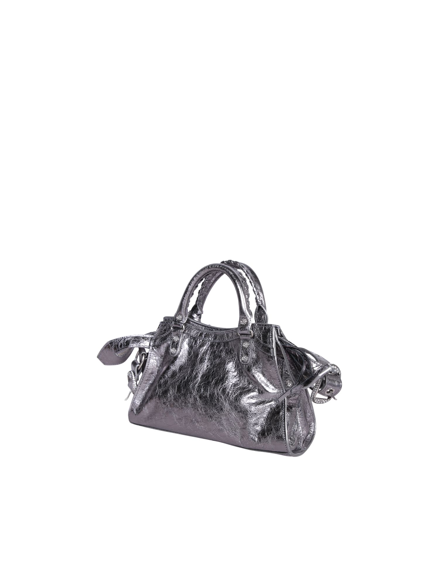 Shop Balenciaga Neo Cagole City Xs Silver Bag In Metallic