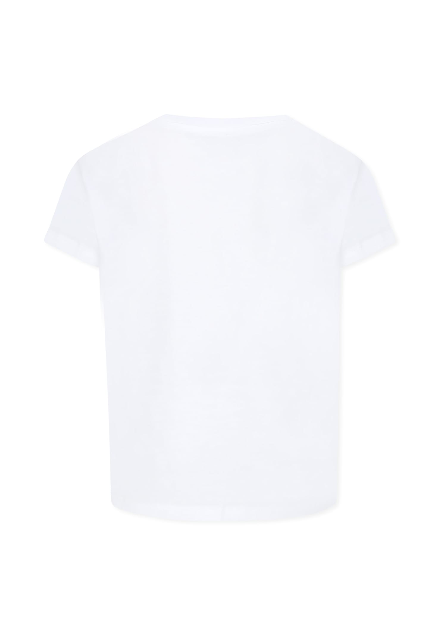 Stella Mccartney White T-shirt For Girl With Sunglasses Print In White