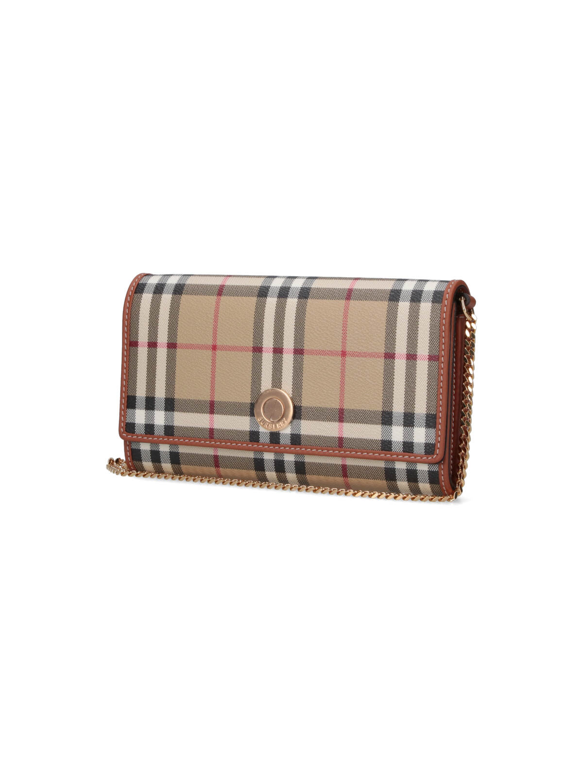 Burberry Beige Fabric Wallet With Multicolor Check Pattern In Brown