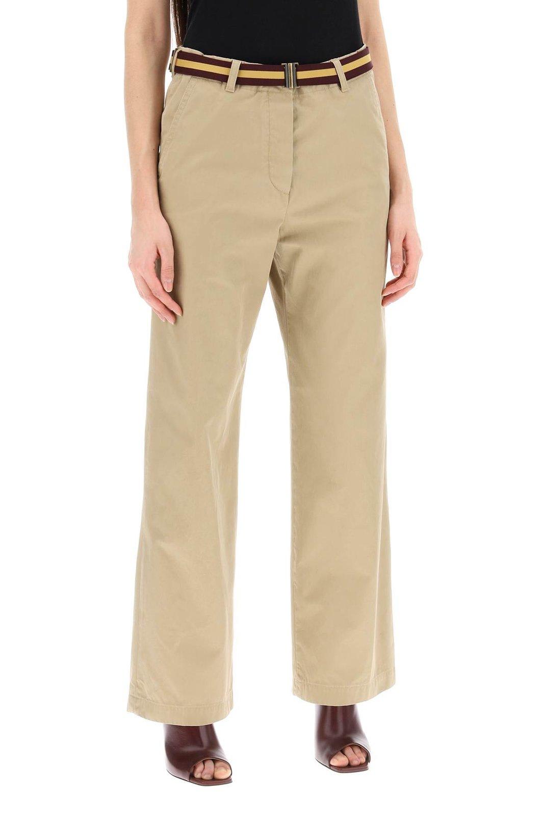 Shop Dries Van Noten Belted Straight Leg Pants In Beige