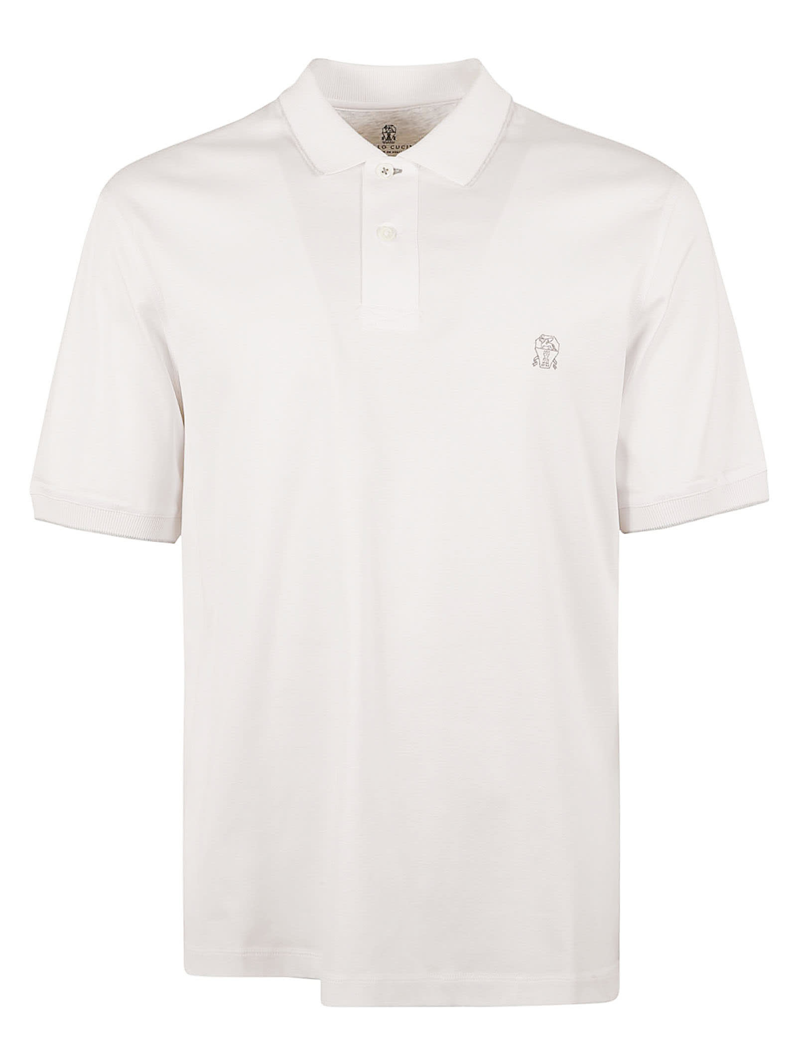Shop Brunello Cucinelli Chest Logo Regular Polo Shirt