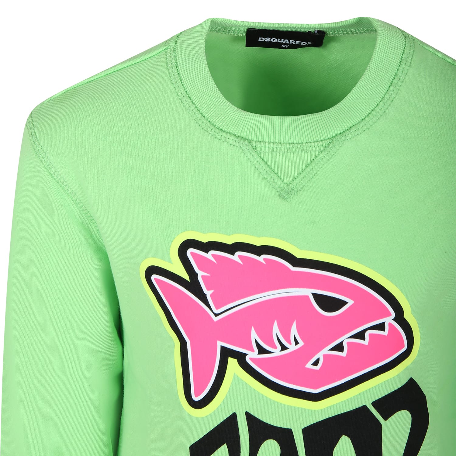 Shop Dsquared2 Green Sweatshirt For Boy With Logo And Print