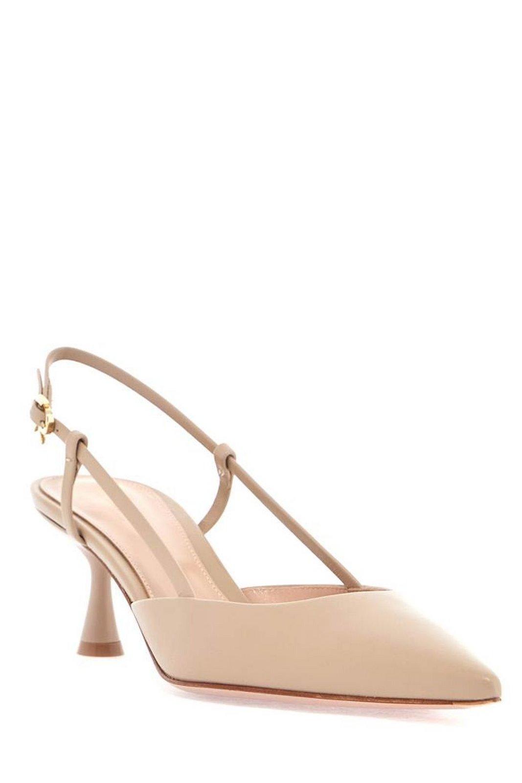 Shop Gianvito Rossi Ascent Pointed-toe Slingback Pumps In Sand