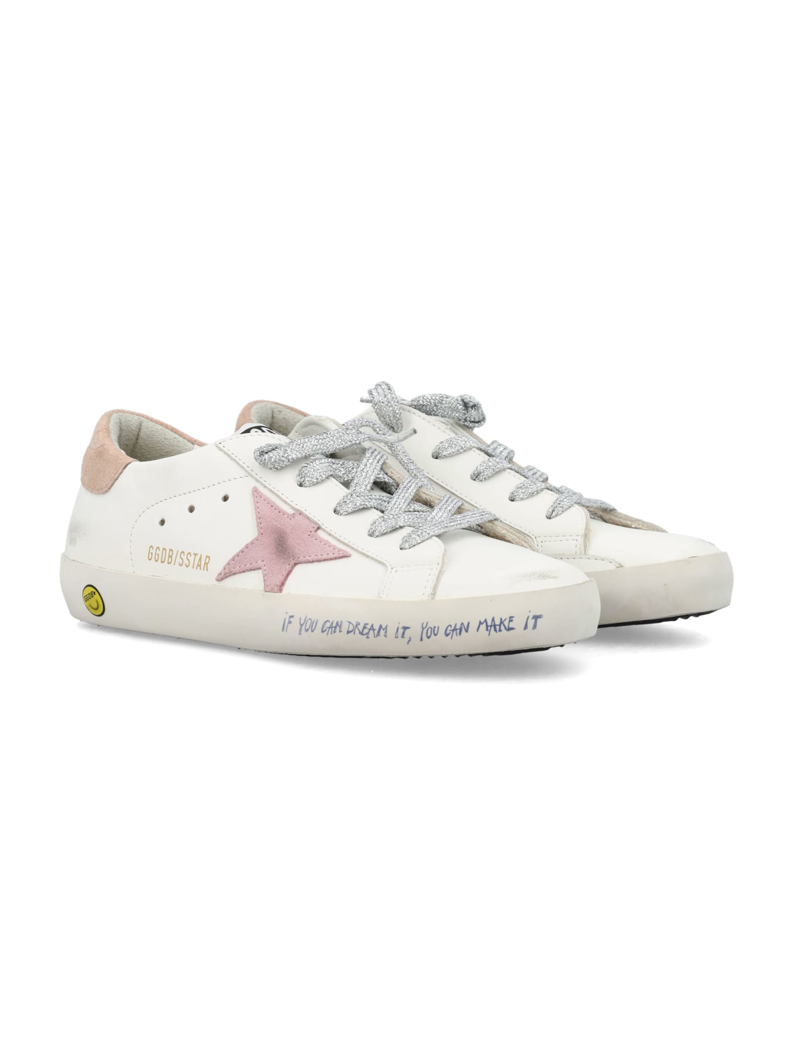 Shop Golden Goose Super Star Sneakers In Optic White/pink