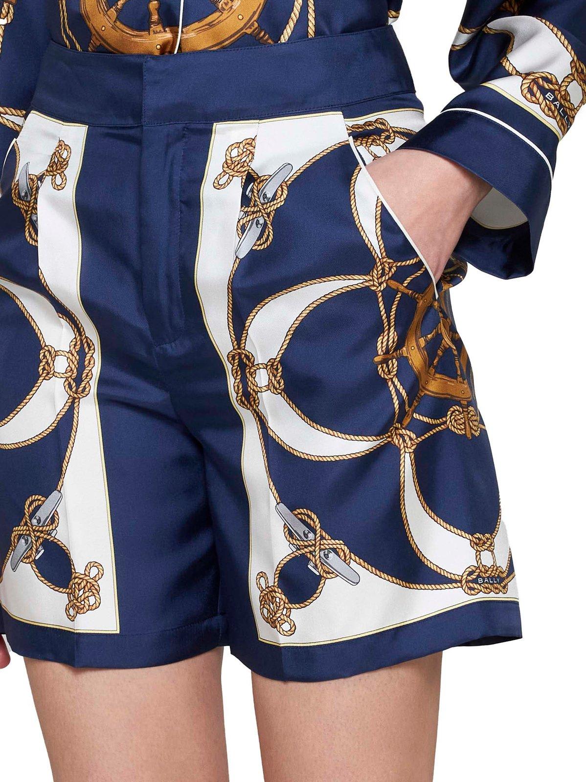 Shop Bally Mid-rise Helm-printed Shorts In Blue/white