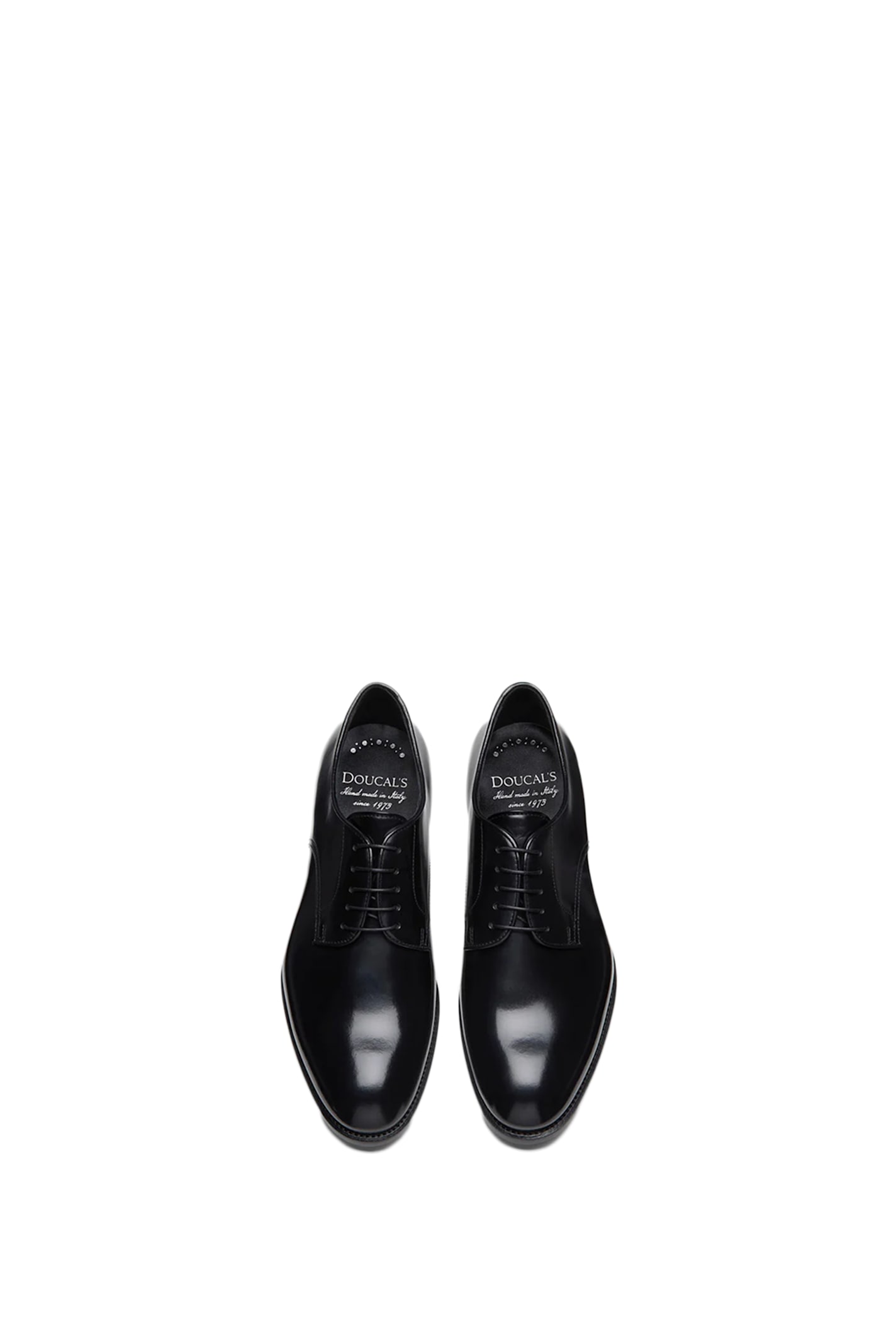 Doucal's Classic Black Derby Shoes Polished Finish In Calf Leather Man In Black
