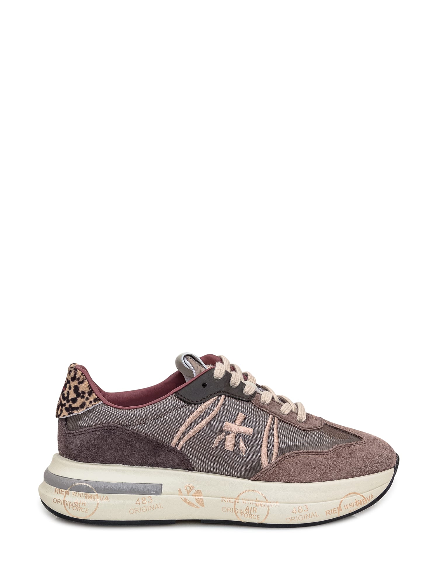 Shop Premiata Sneaker With Logo In Marrone-grigio