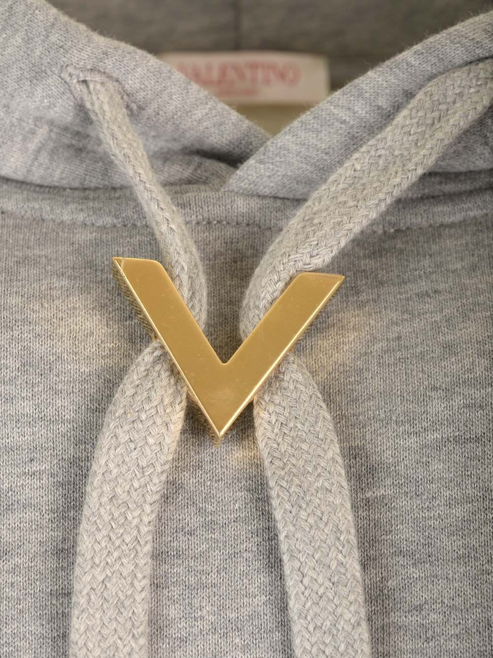 Shop Valentino Cotton Hoodie In Grey