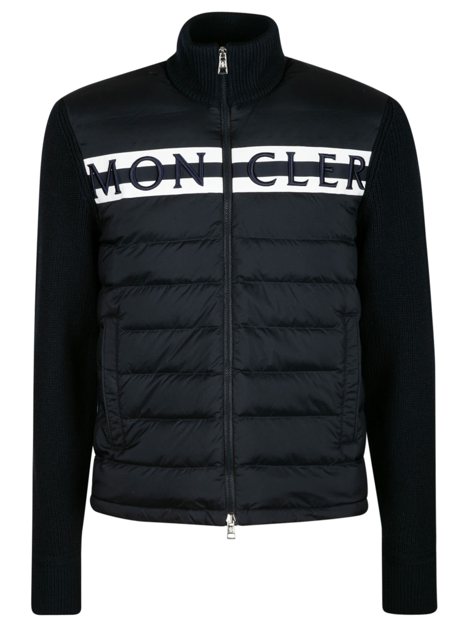 Moncler Stripe Logo Zip Padded Jacket