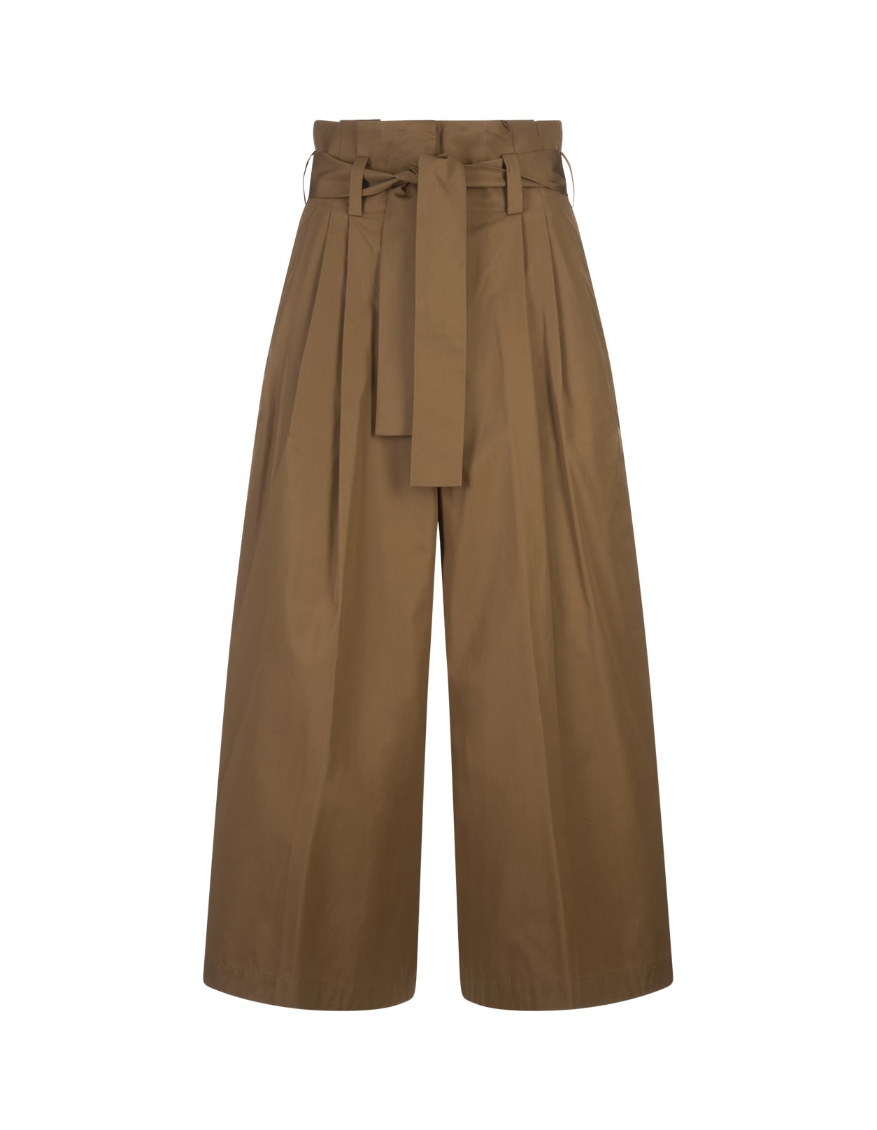 Brown Wide Trousers With Belt